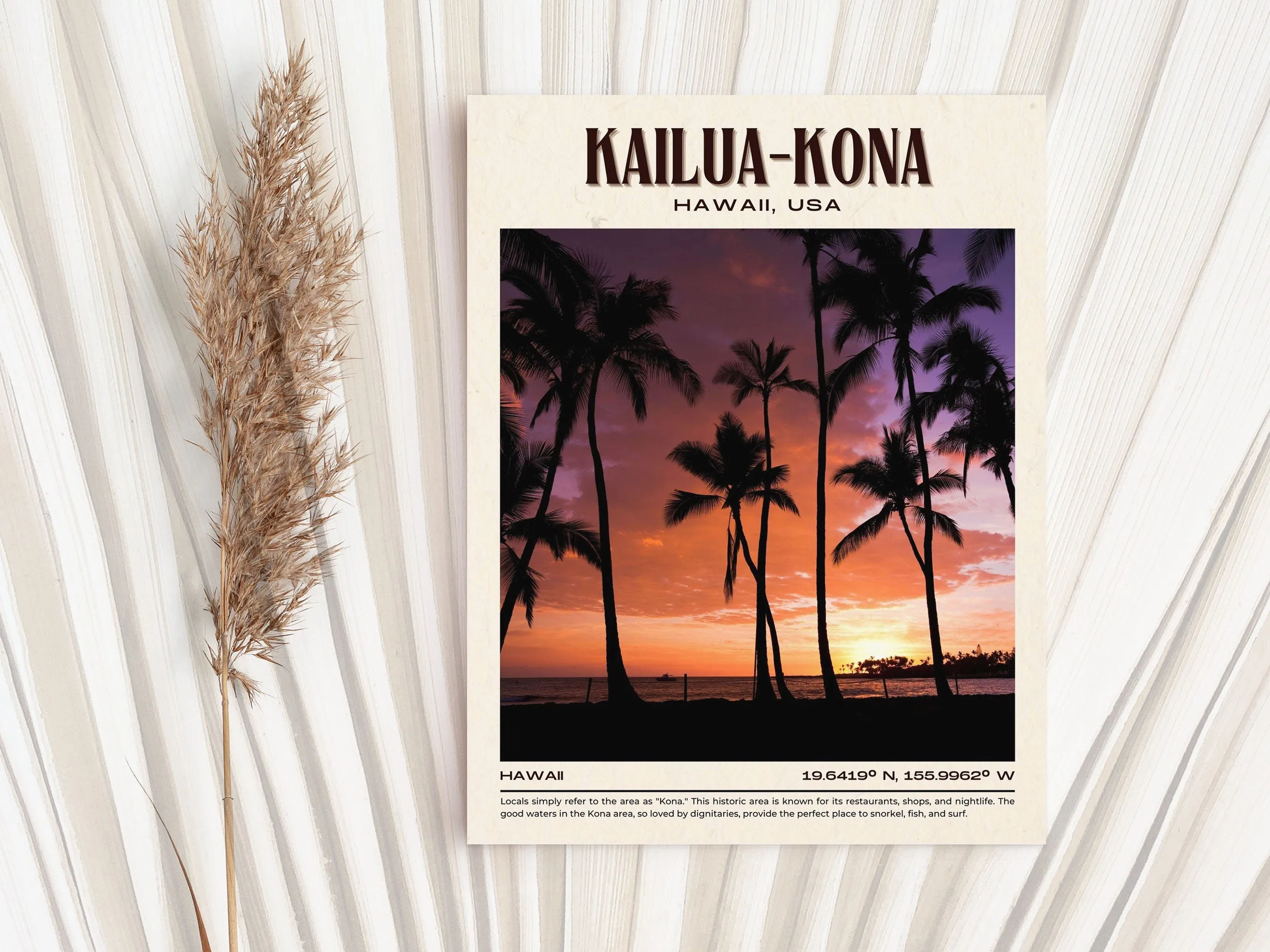 Kailua-Kona Vintage Wall Art, Hawaii, USA