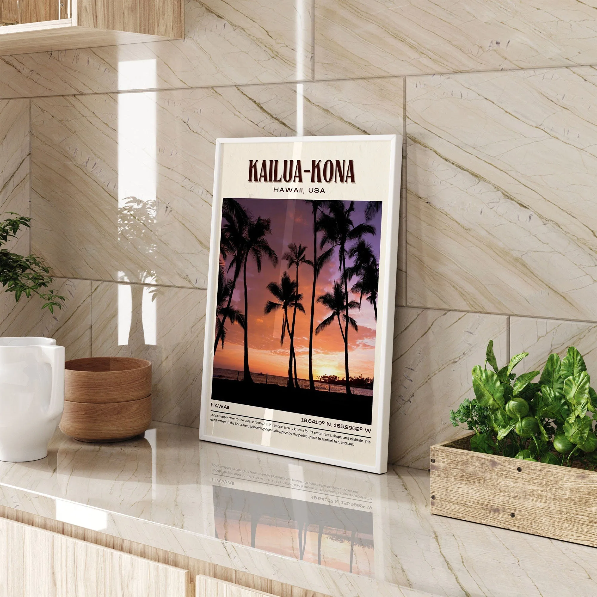 Kailua-Kona Vintage Wall Art, Hawaii, USA