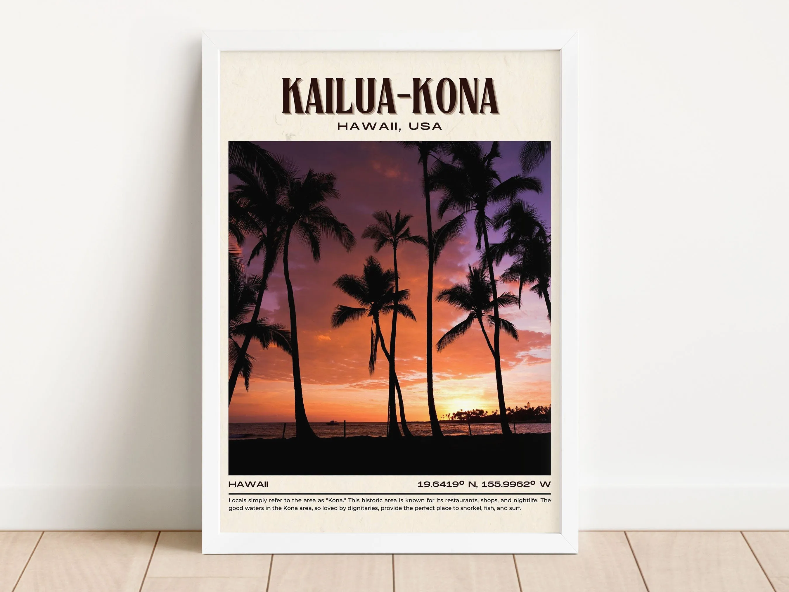 Kailua-Kona Vintage Wall Art, Hawaii, USA