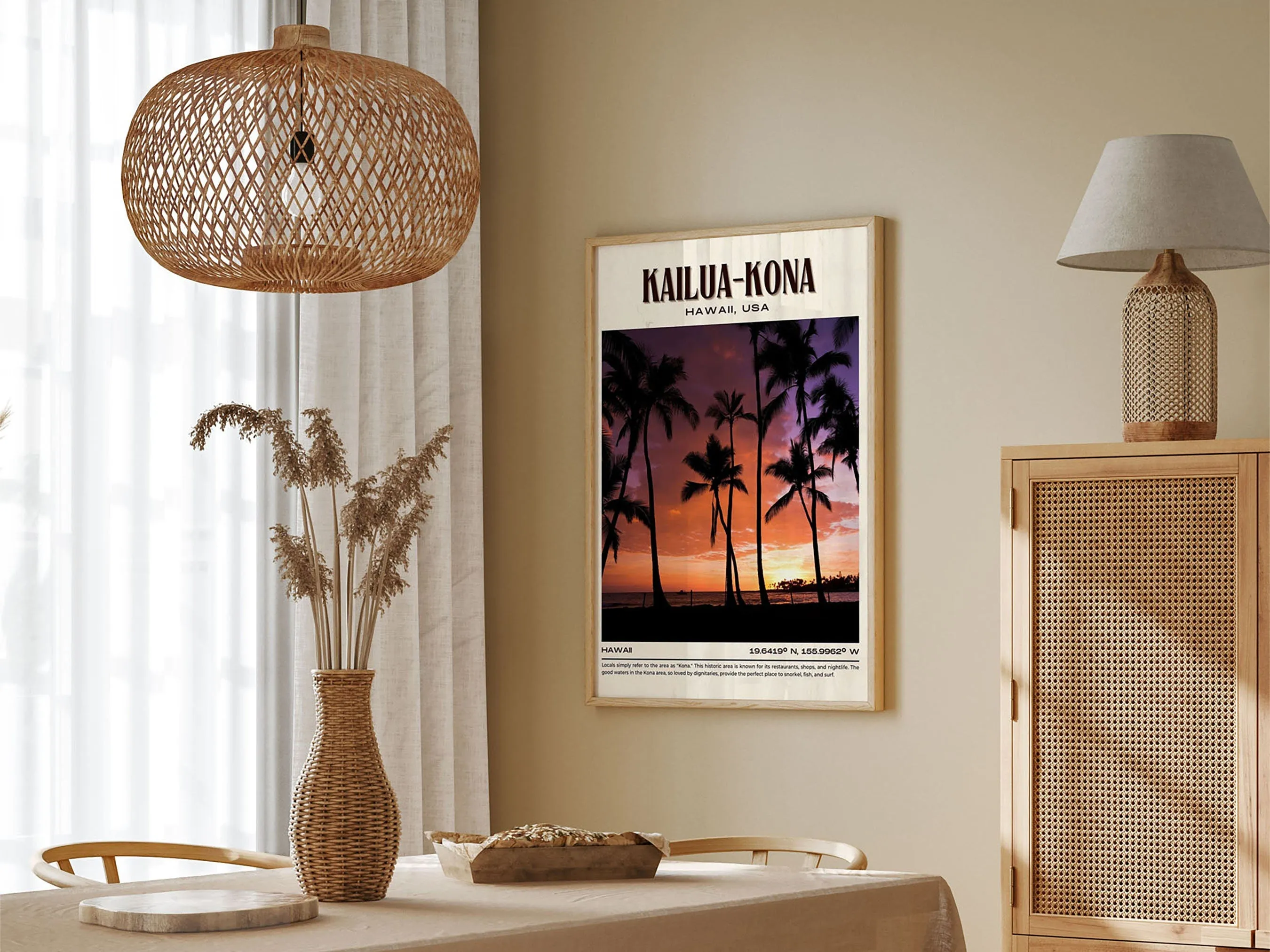 Kailua-Kona Vintage Wall Art, Hawaii, USA