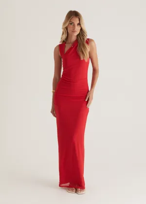 Karolina Mesh Maxi Dress - Red