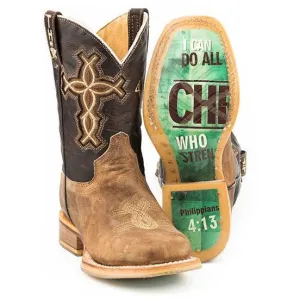 Kid's Tin Haul I Believe 4:13 Sole Boots Handcrafted Brown