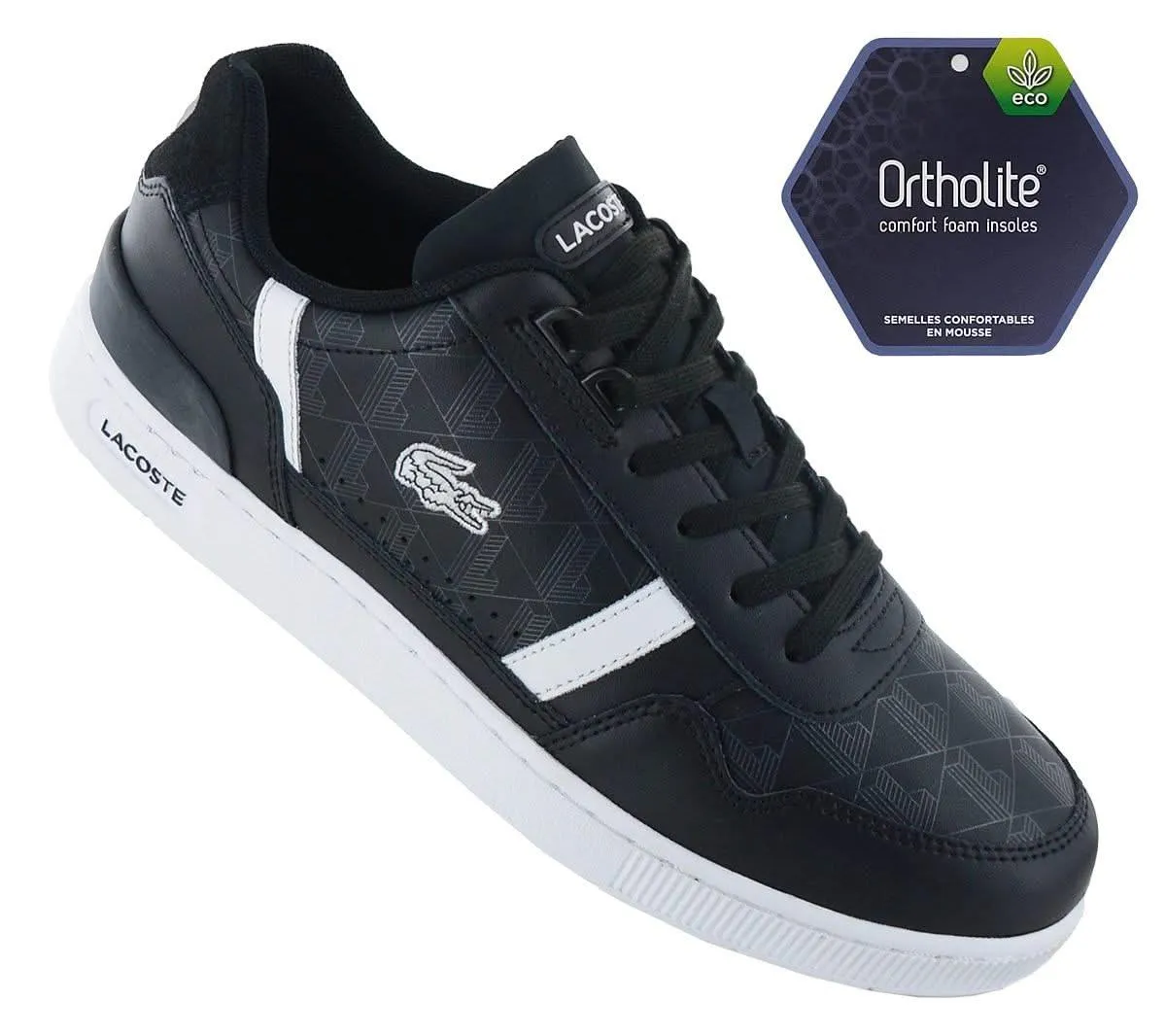LACOSTE T-Clip Leather - Herren Sneakers Schuhe Leder Schwarz 747SMA0068312