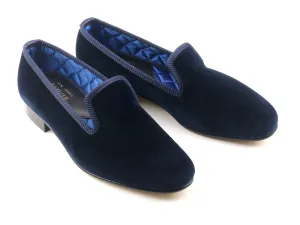 Ladies Navy Velvet Slipper - UK 9