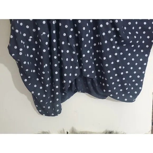 Lagenlook Med Luca Vanucci Linen Blue White Polka Dot Midi Skirt