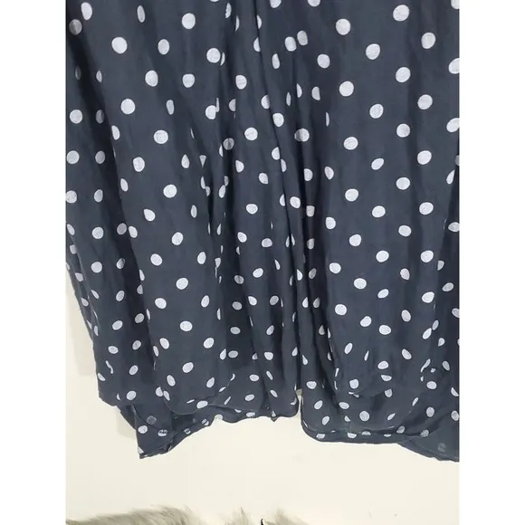 Lagenlook Med Luca Vanucci Linen Blue White Polka Dot Midi Skirt
