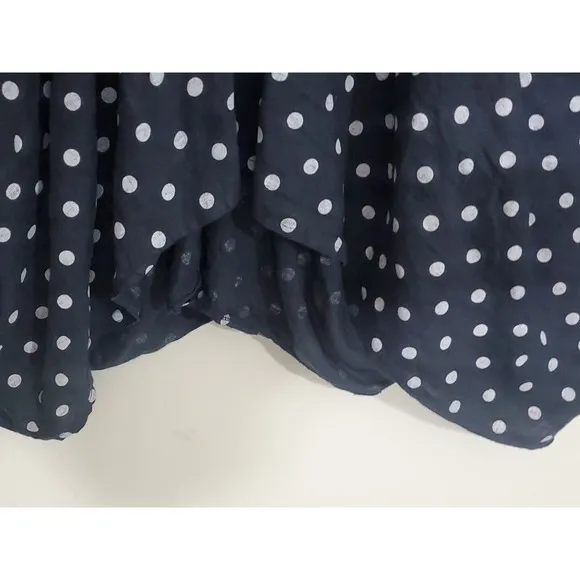 Lagenlook Med Luca Vanucci Linen Blue White Polka Dot Midi Skirt