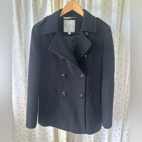 Larry Levine Wool Blend Classic Double Breasted Pockets Winter Pea Coat Jacket 6