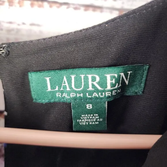 Lauren Ralph Lauren Women's Size 8 Floral Sleeveless Dress Black Blue MSRP $124