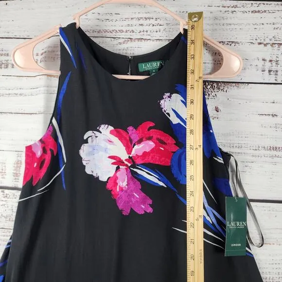 Lauren Ralph Lauren Women's Size 8 Floral Sleeveless Dress Black Blue MSRP $124