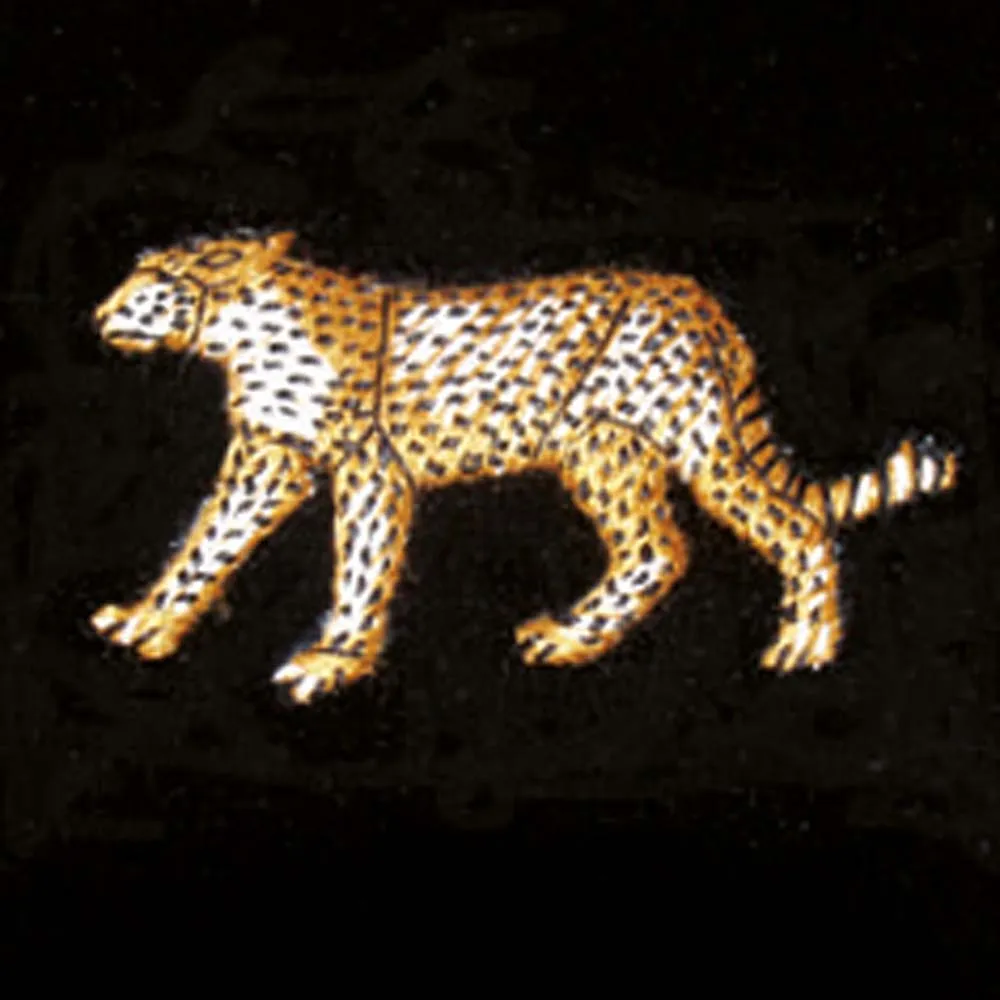 Leopard Motif Embroidered Velvet Slipper