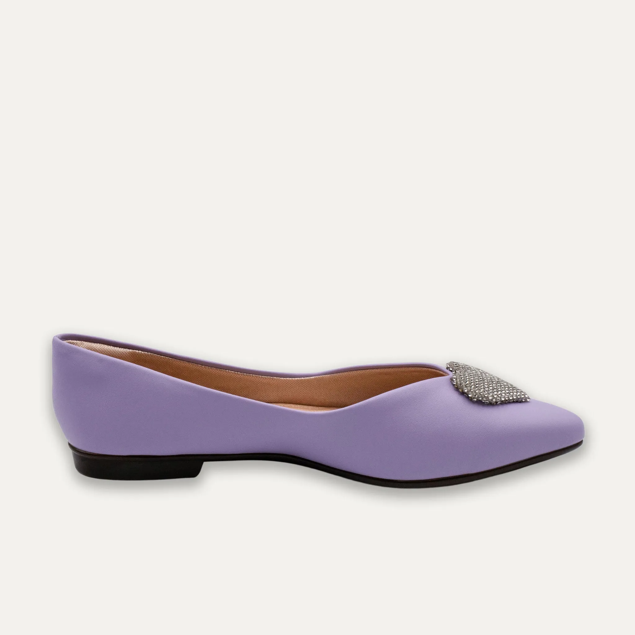 Leticia Heart Mauve Pointed Toe Flats