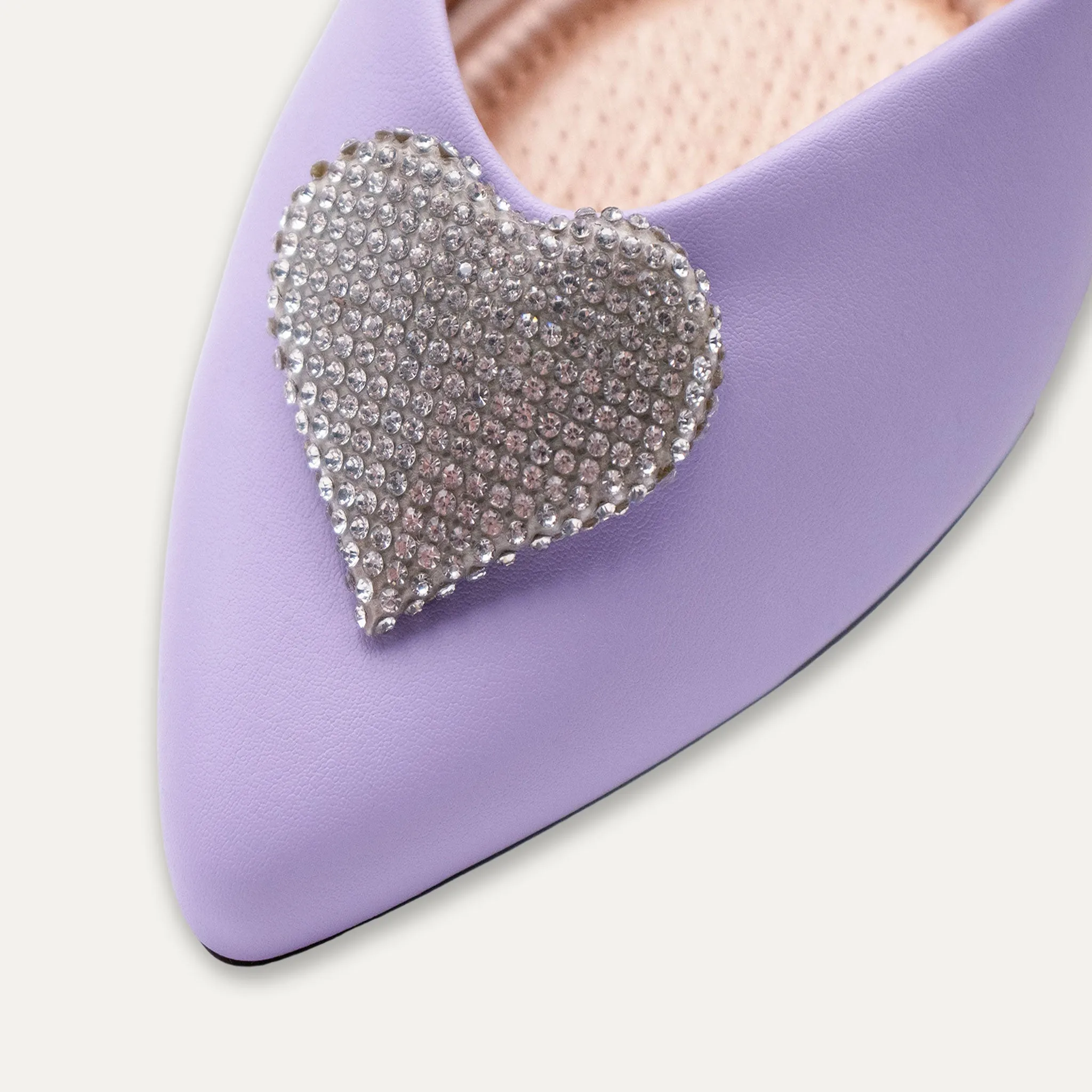 Leticia Heart Mauve Pointed Toe Flats