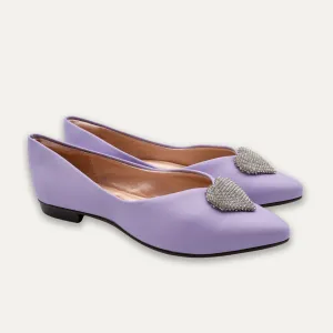 Leticia Heart Mauve Pointed Toe Flats