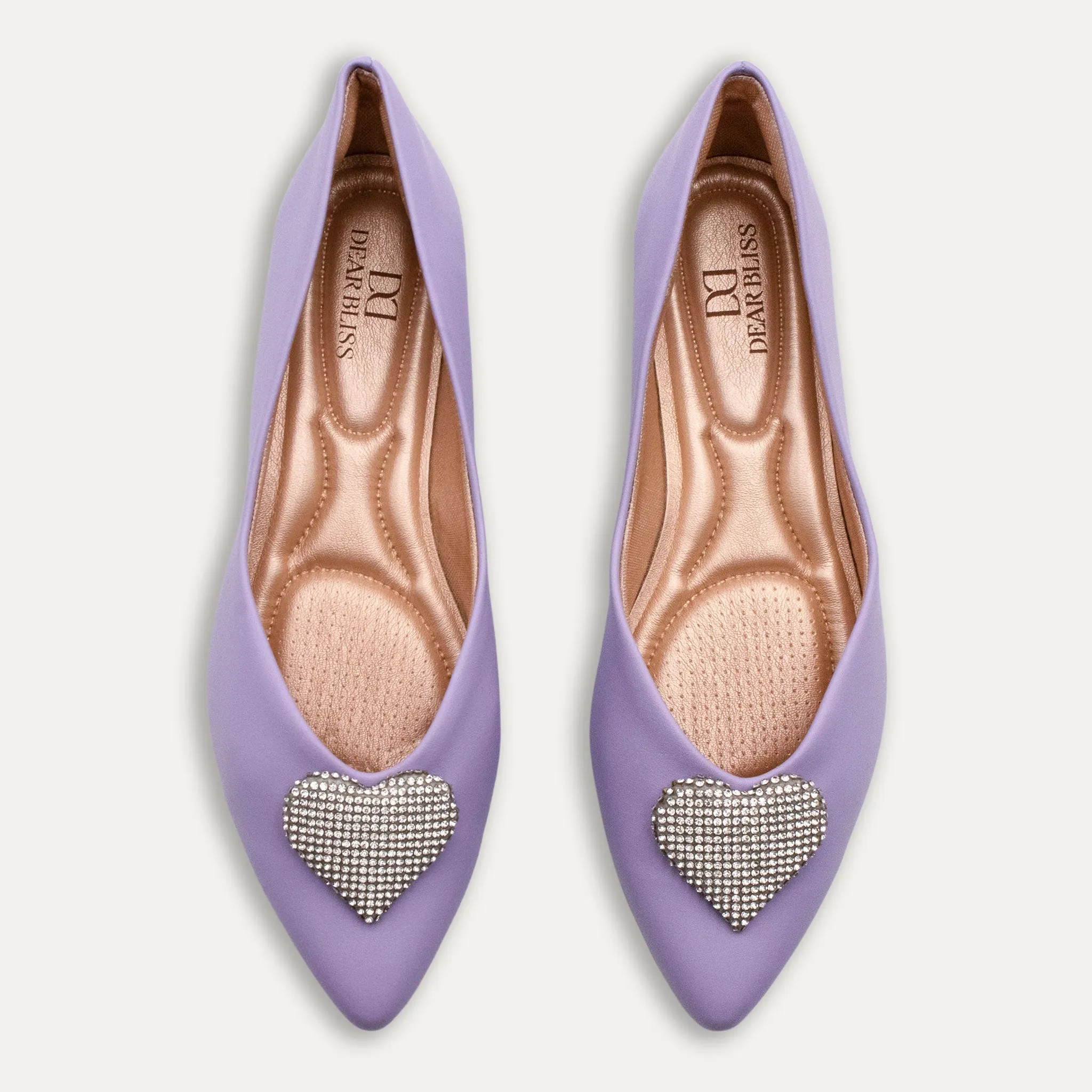 Leticia Heart Mauve Pointed Toe Flats