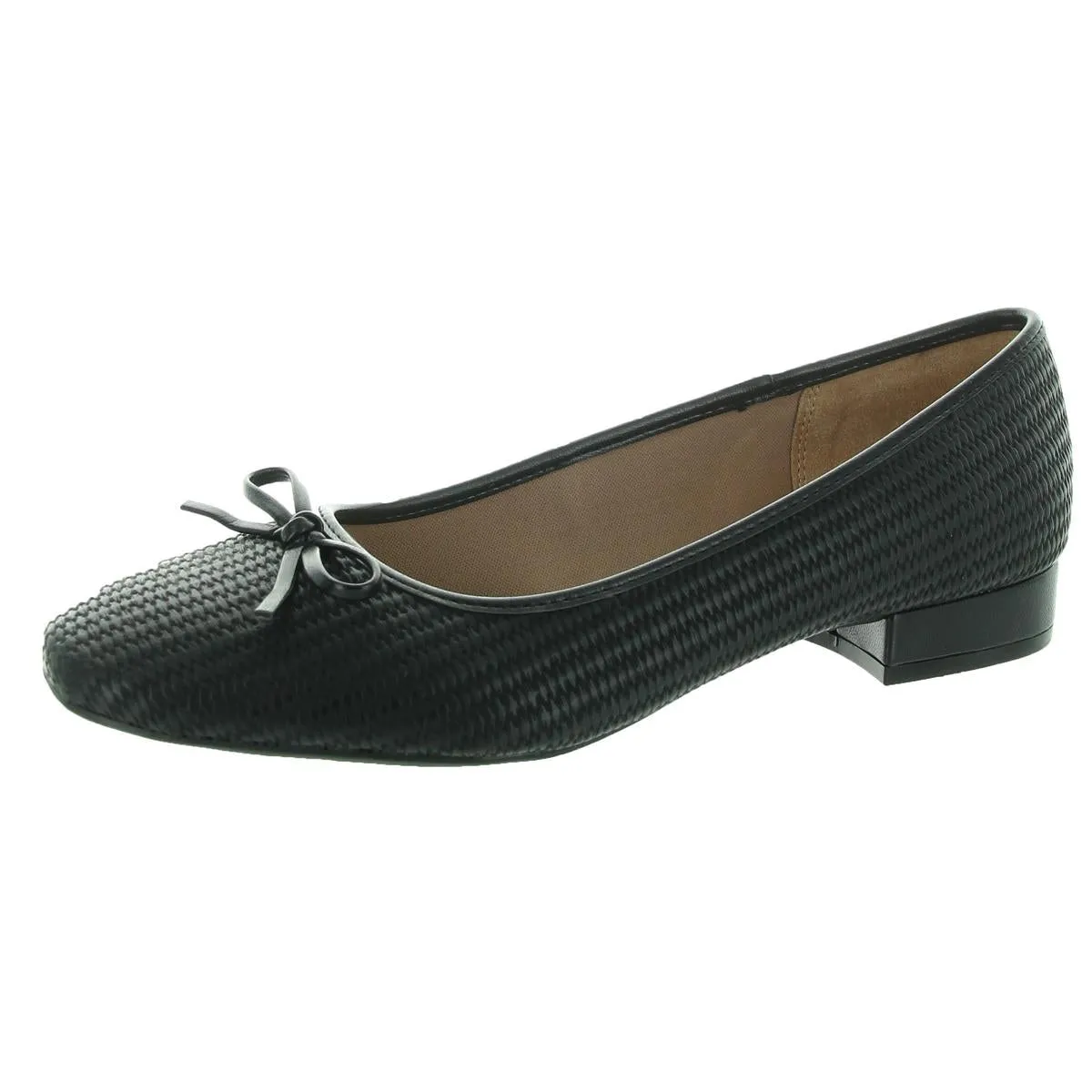 LifeStride Womens Cheers Woven Textured Faux Leather Ballet Flats