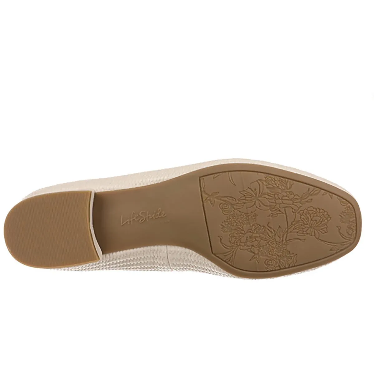 LifeStride Womens Cheers Woven Textured Faux Leather Ballet Flats