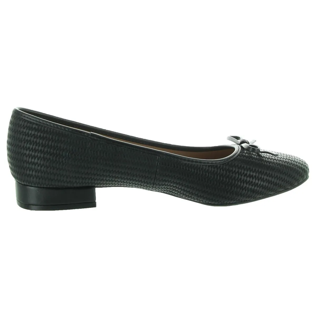 LifeStride Womens Cheers Woven Textured Faux Leather Ballet Flats