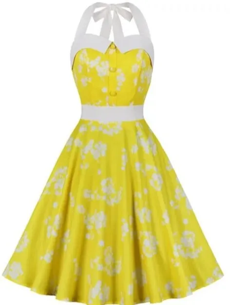 Linda vintage dress, Vintage 1950's floral dress 1950's pin up, 1950's summer dress fifties new look, retro, polka dot, rockabilly