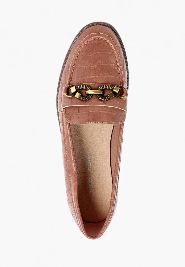 Loafer Mocassins Femme avec boucle métalisée, en simili cuir, Rose pâle