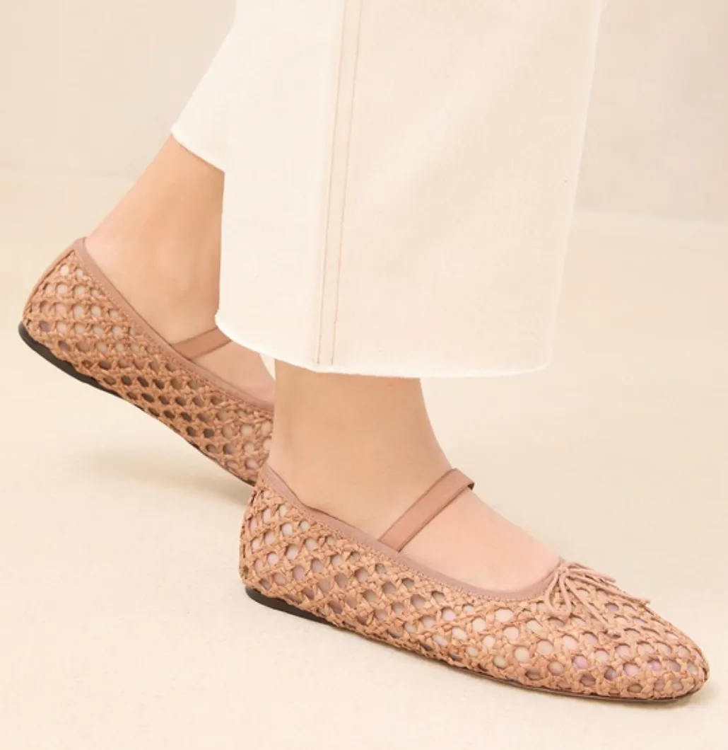 LOEFFLER RANDALL Woven rattan ballet flats 9B