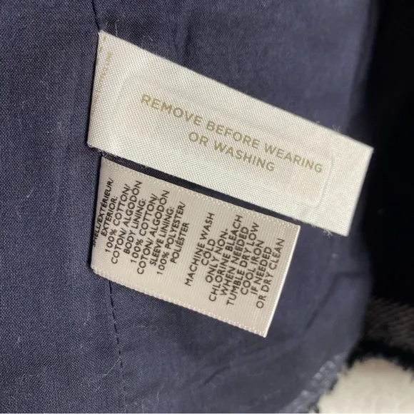 LOFT Navy Blue Patterned Tweed Open Front Blazer Jacket