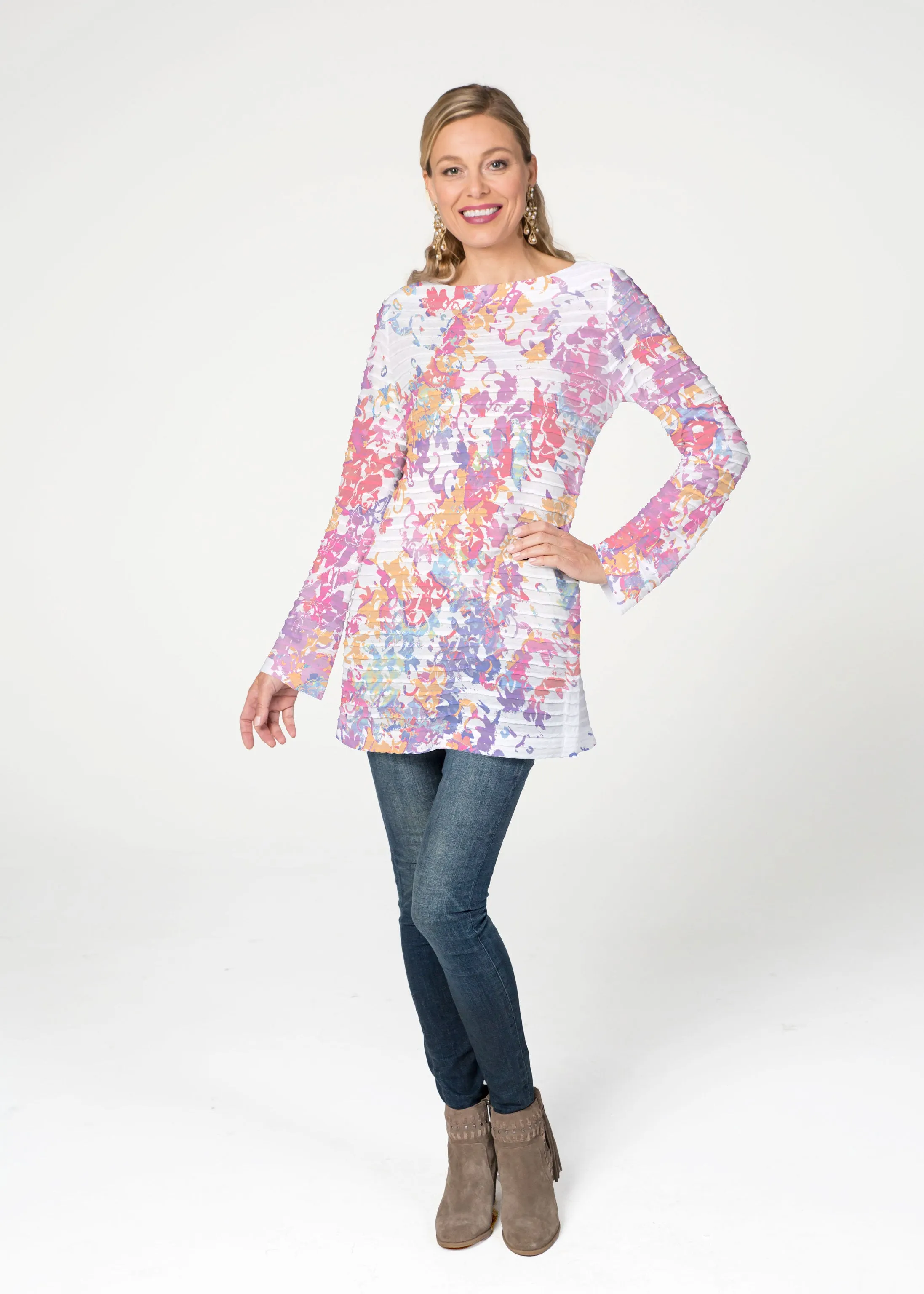 Lovely (19207) ~ Banded Boatneck Tunic