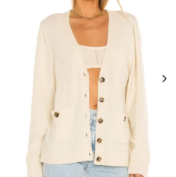 Lovers And Friends Kamile Oversized Cardigan Size XS Cream Lightweight Buttons