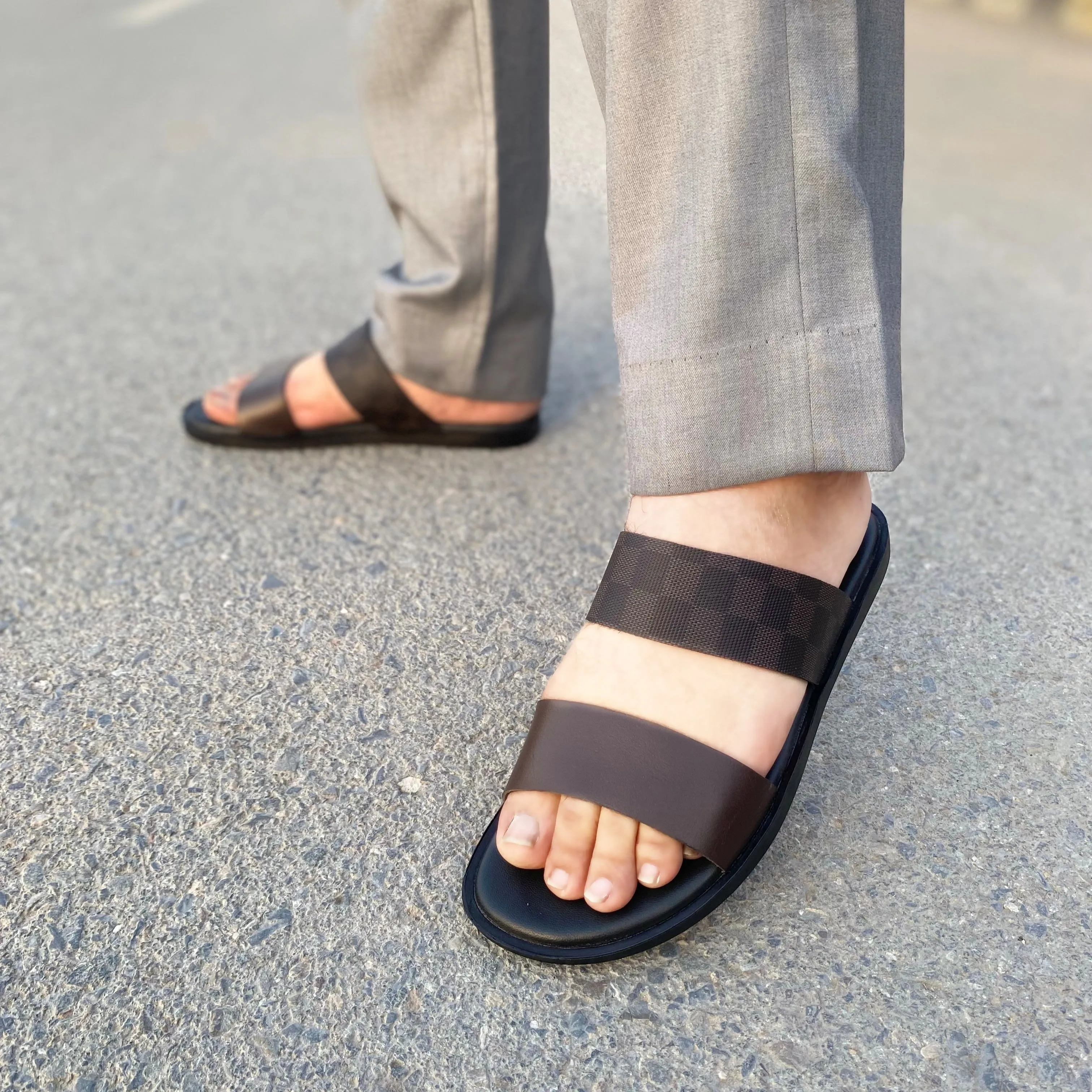 LS Handmade Checkered Srap Chappal LS-136