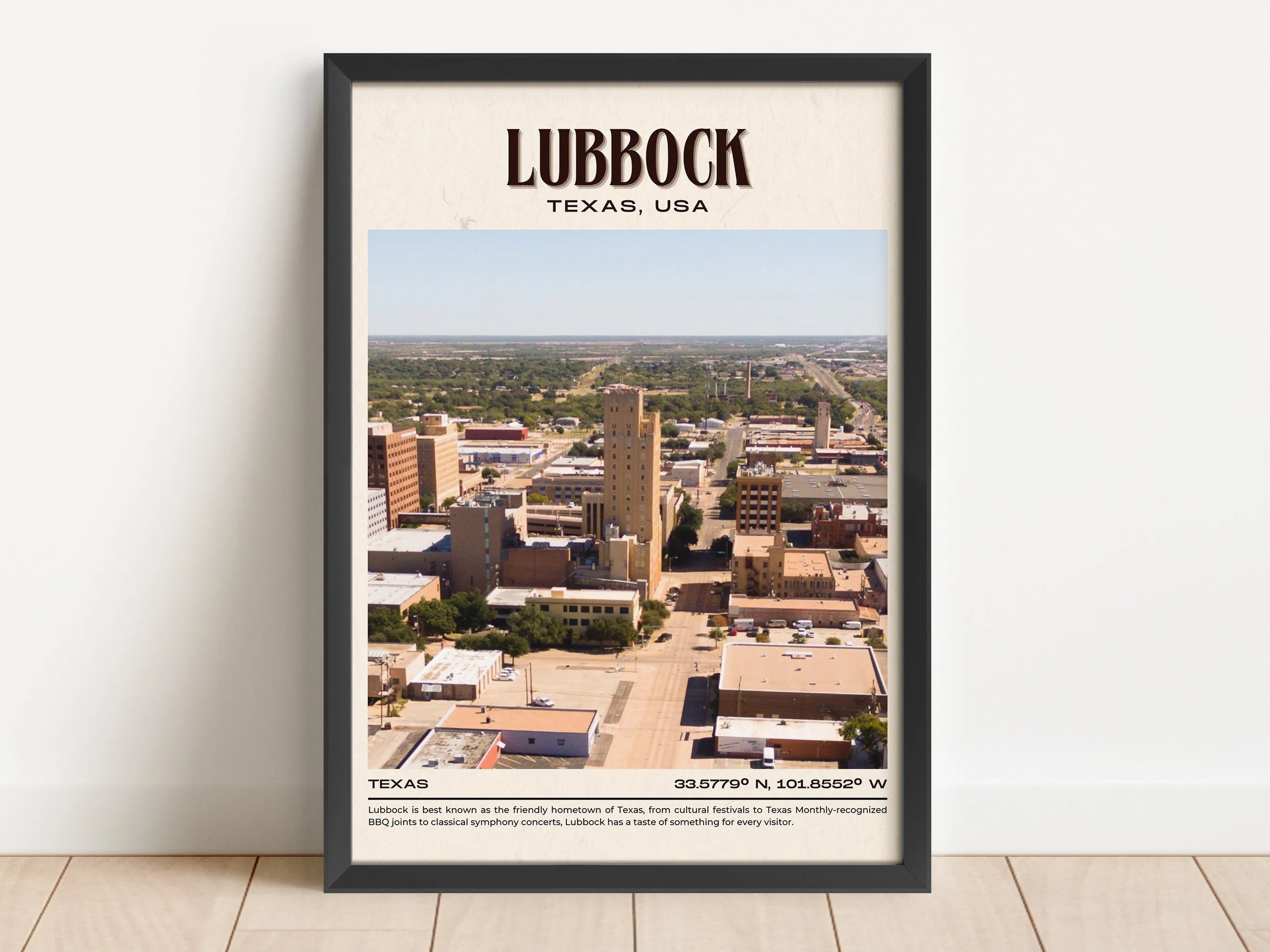 Lubbock Vintage Wall Art, Texas, USA