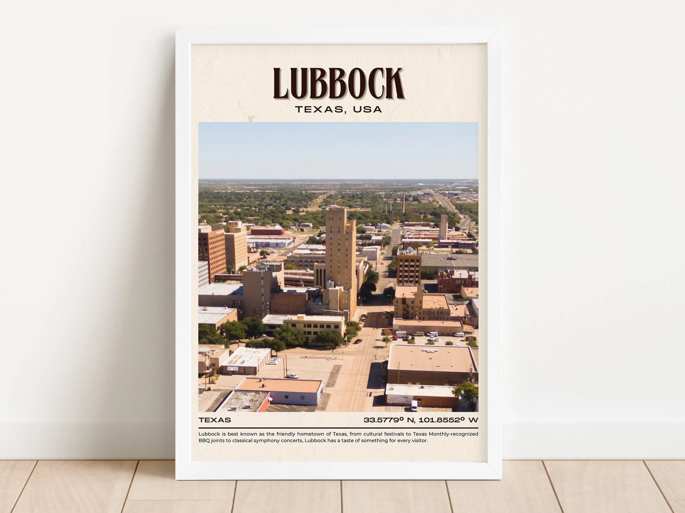 Lubbock Vintage Wall Art, Texas, USA
