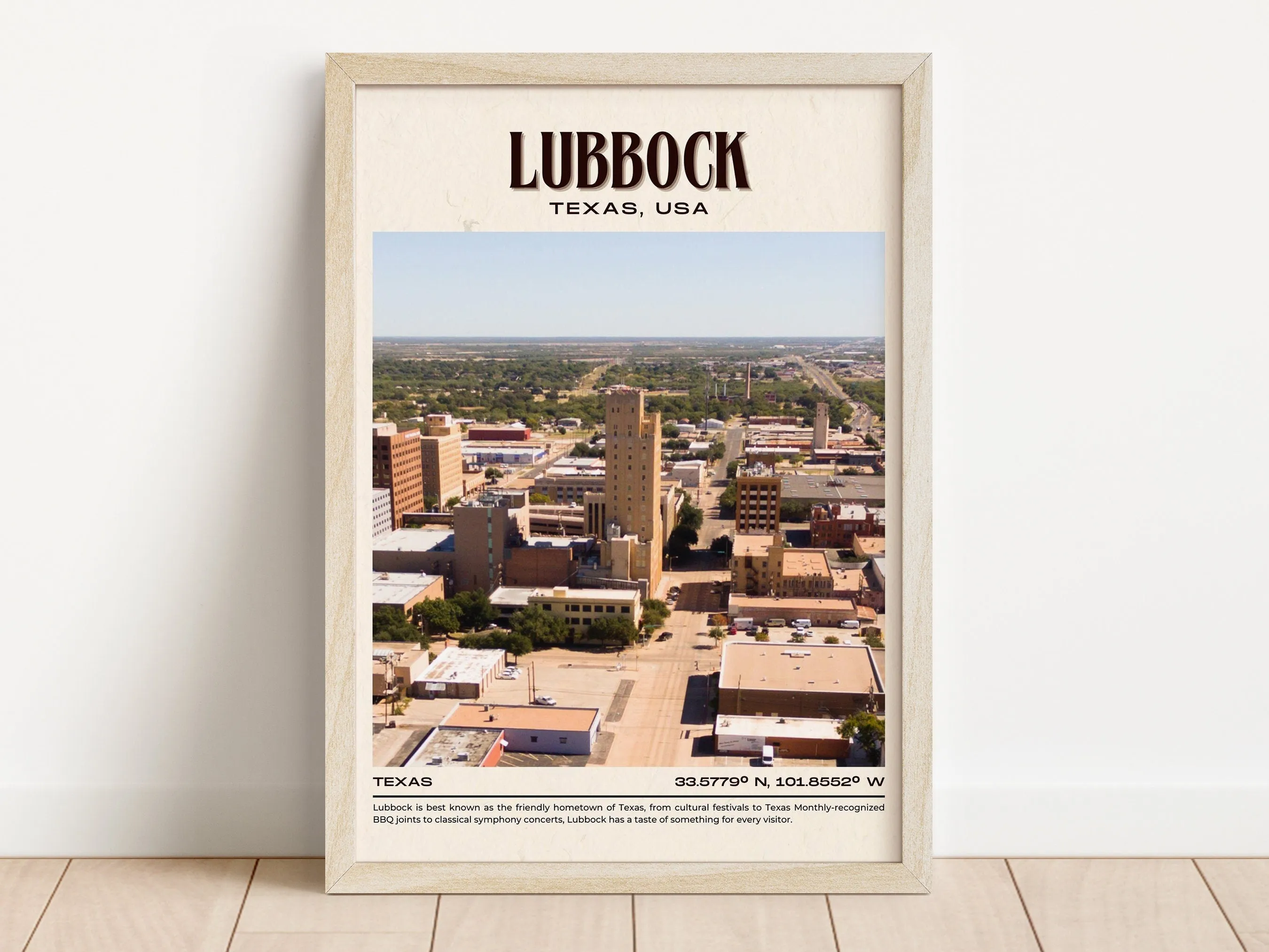 Lubbock Vintage Wall Art, Texas, USA