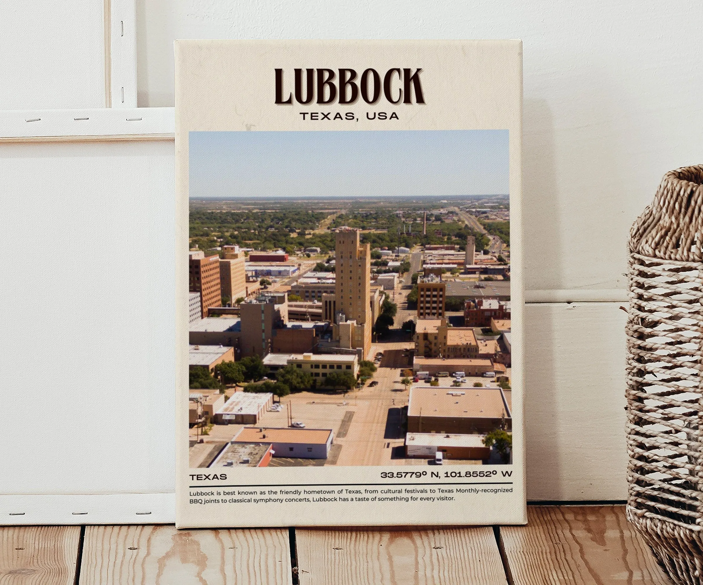 Lubbock Vintage Wall Art, Texas, USA