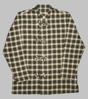 Made-to-Order Frogged Button Plaid Shirt Viyella Brown/Mint