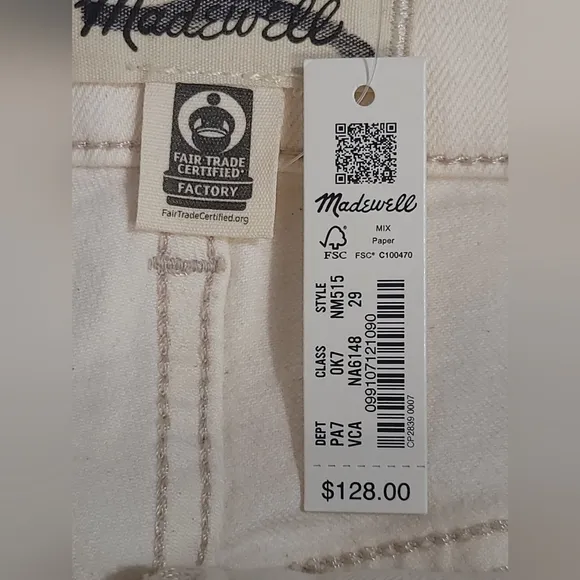 Madewell 90's Straight High-Rise Fitted Hip Straight Leg Full Length Size 29