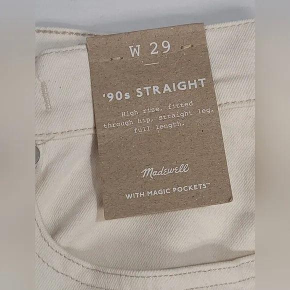 Madewell 90's Straight High-Rise Fitted Hip Straight Leg Full Length Size 29