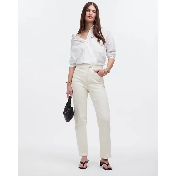 MADEWELL Cream vintage canvas The '90s Straight Jean NWT Size 32p