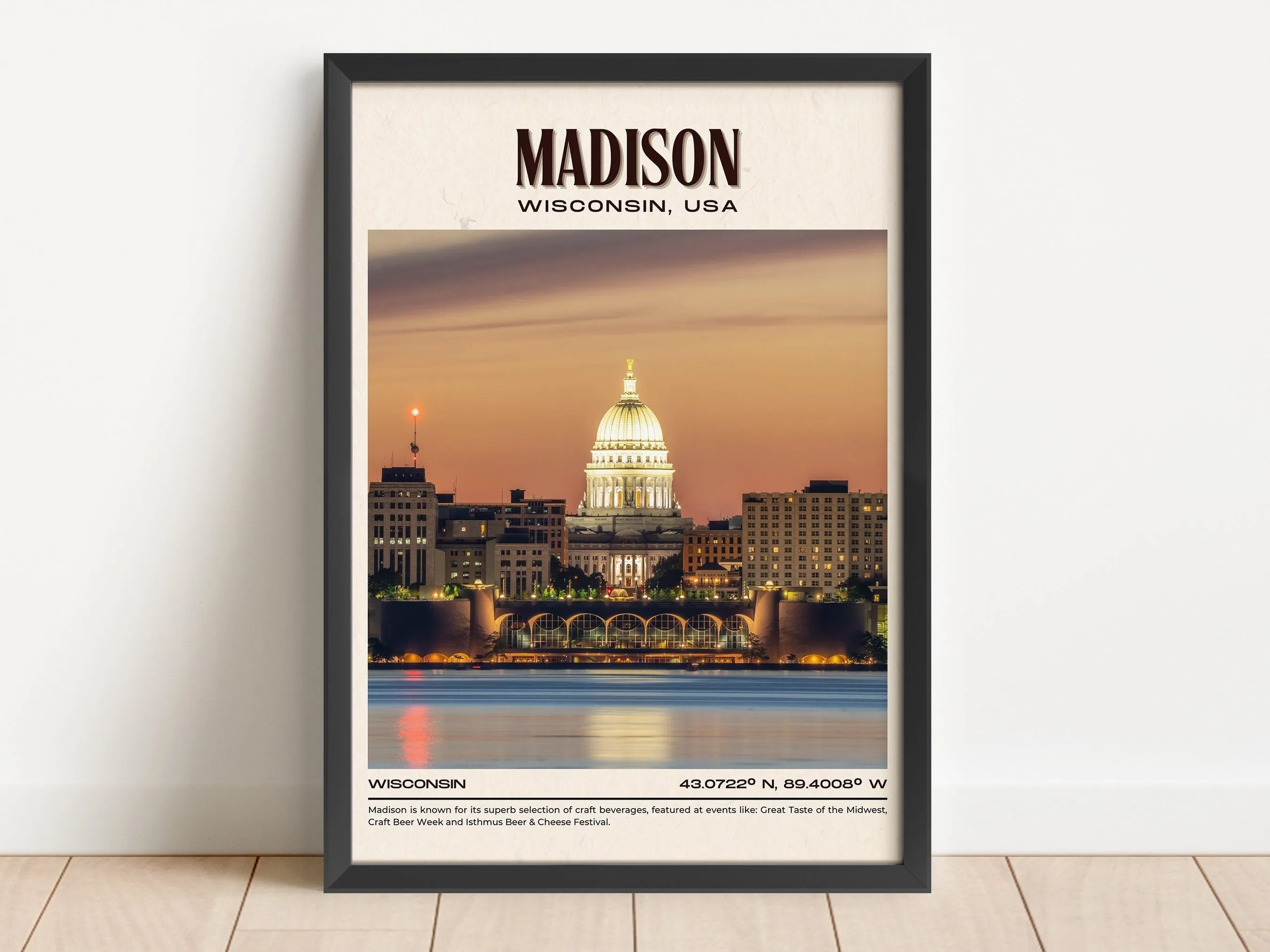 Madison Vintage Wall Art, Wisconsin, USA