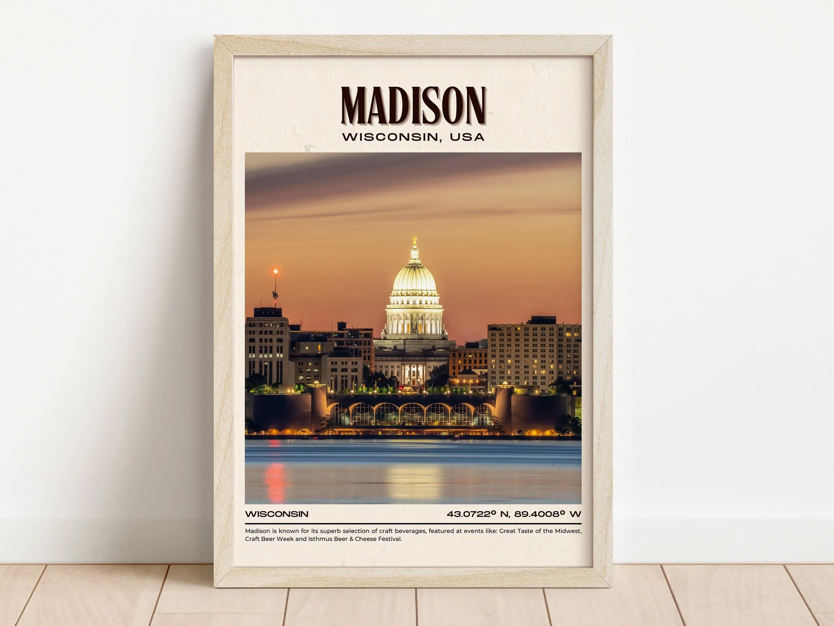 Madison Vintage Wall Art, Wisconsin, USA