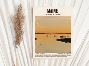 Maine Vintage Wall Art, USA