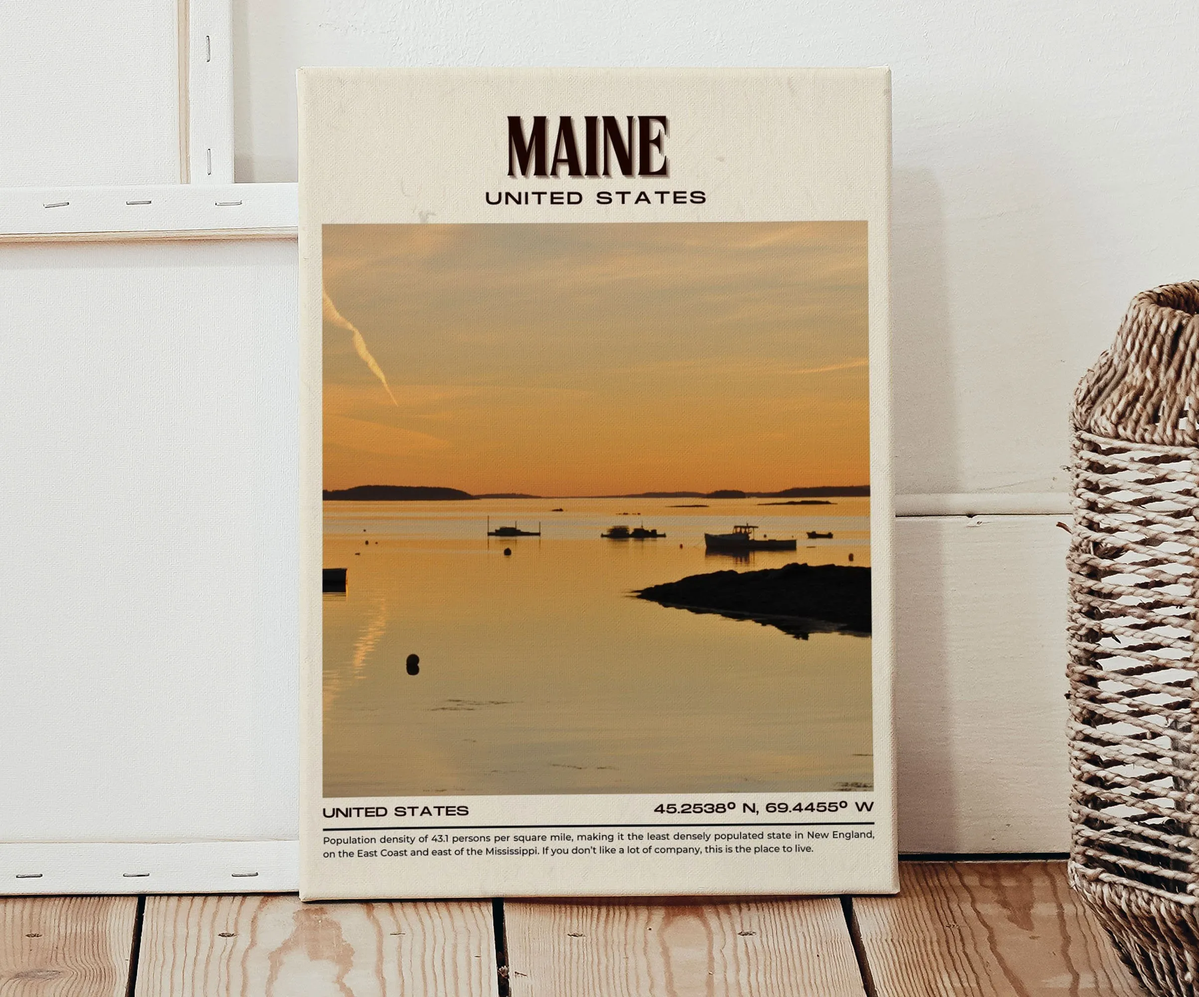 Maine Vintage Wall Art, USA