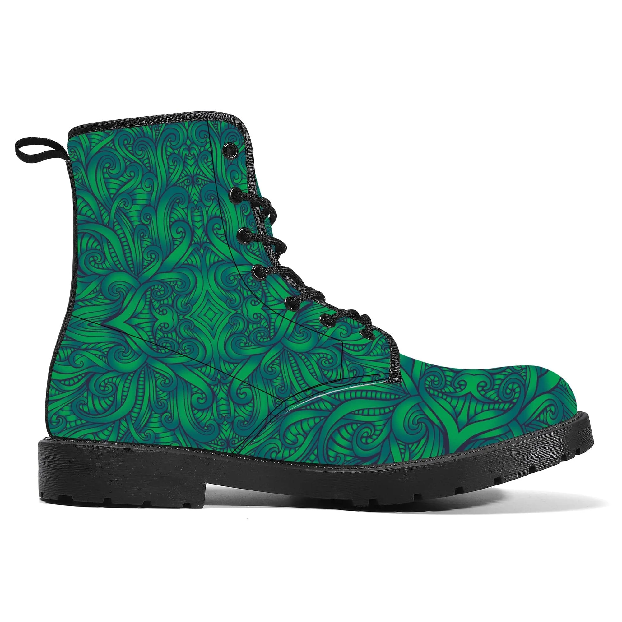 Maori Green Fern Vegan Leather Boots