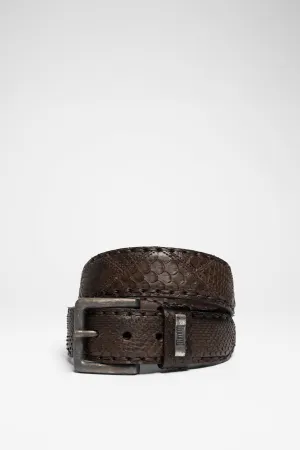 MB1020 Unisex Ledergürtel Dunkelbraun - Python