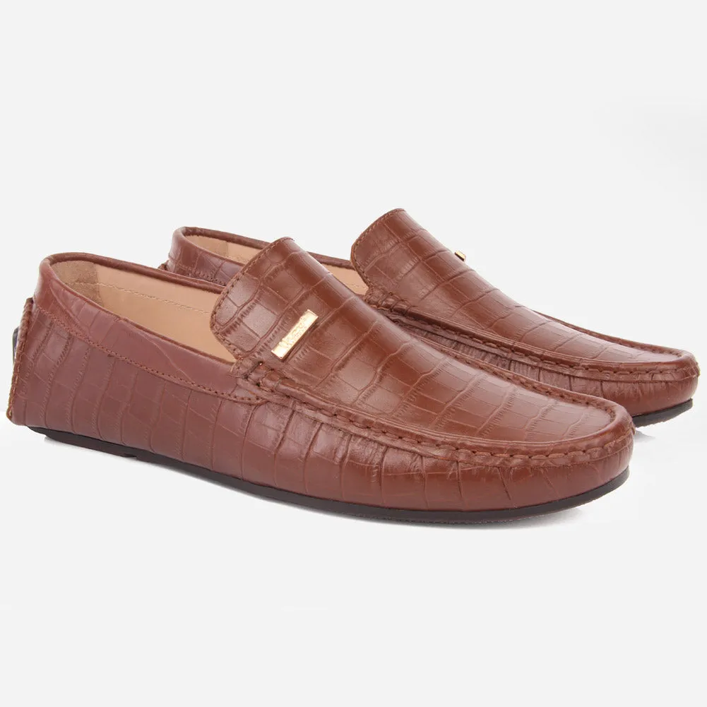 MEN "ROMAN" SLIP ON LEATHER MOCCASINS