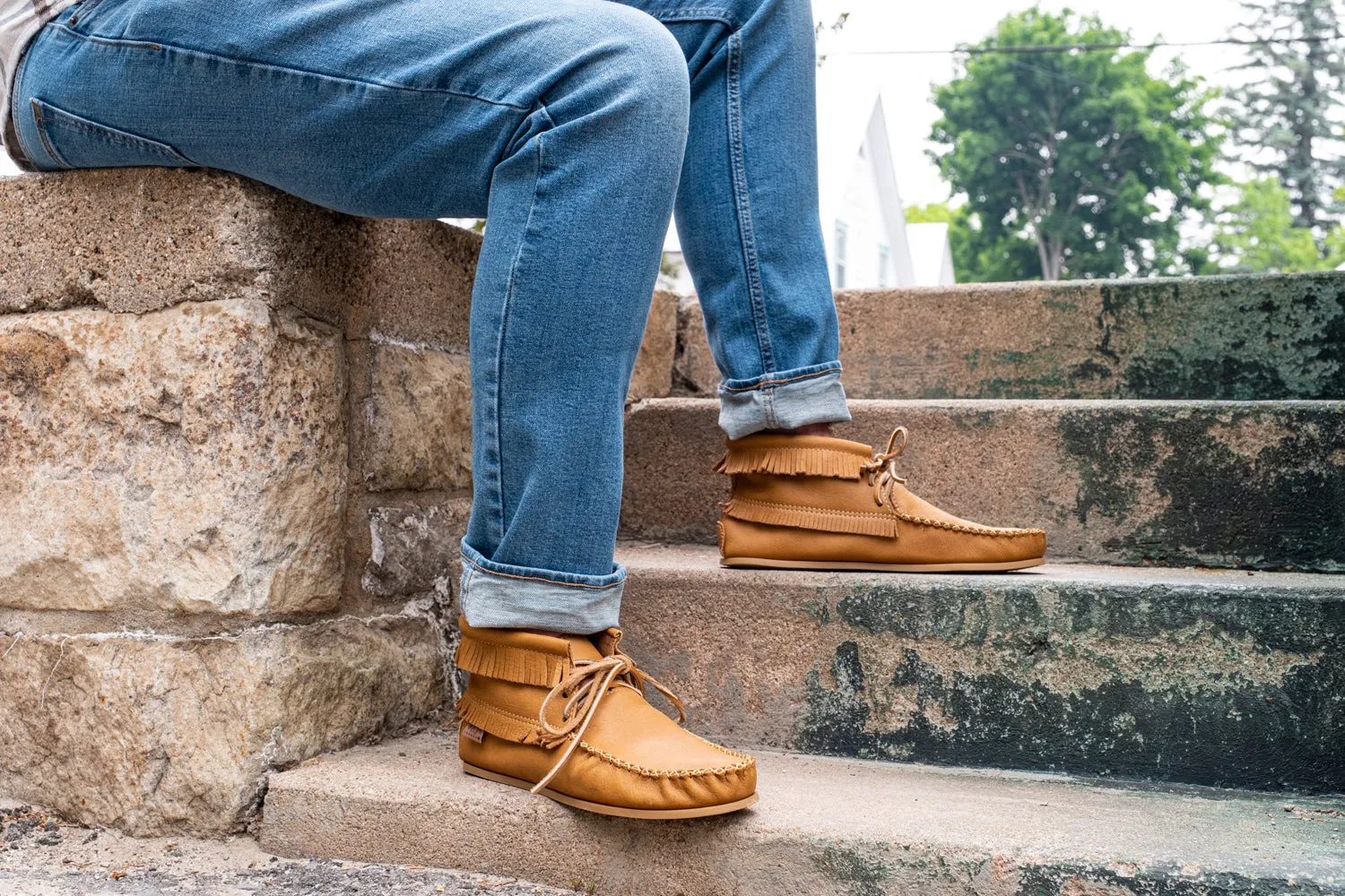 Men's Apache Leather Moccasin Boots