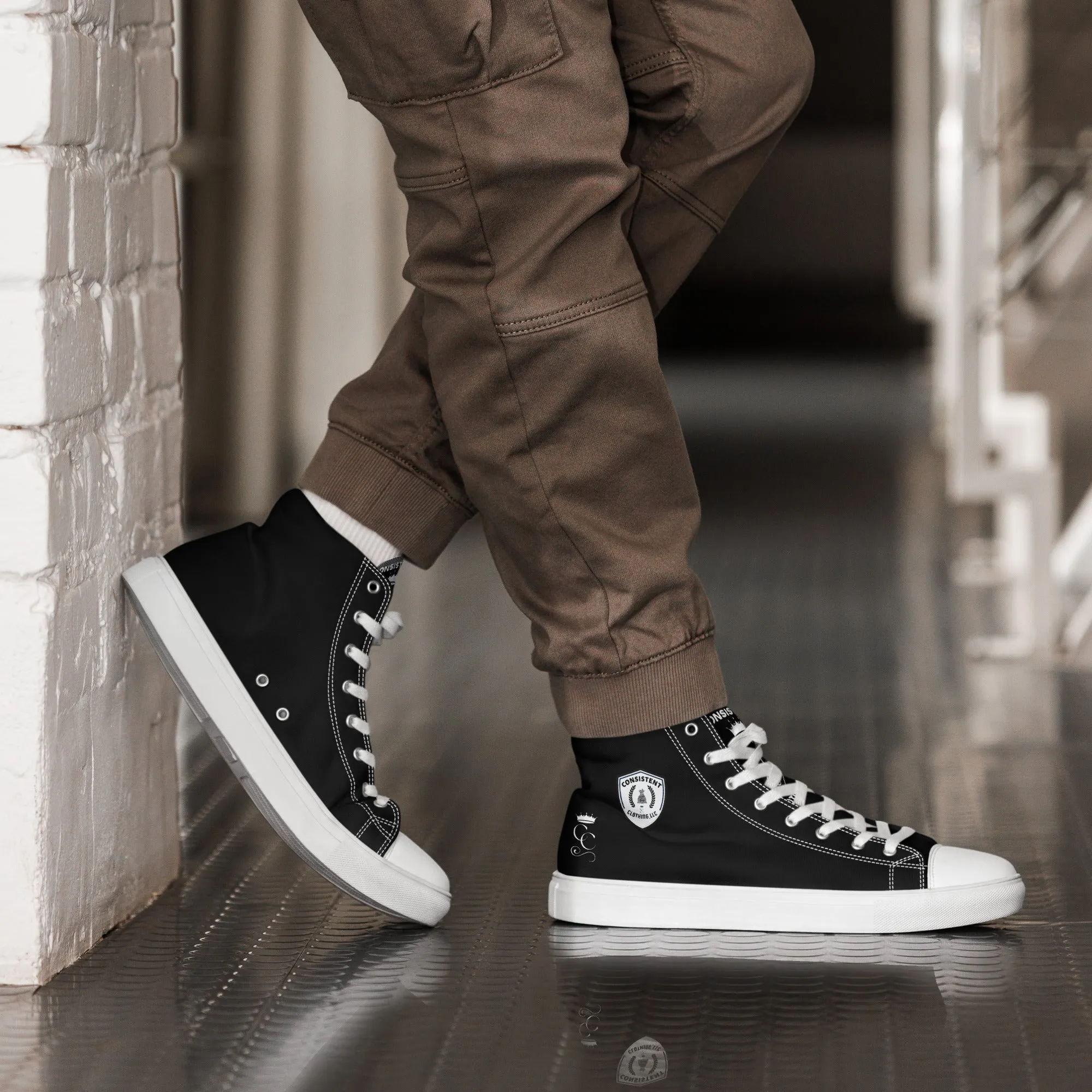 Men’s high top canvas shoes - Black