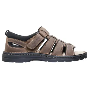 Mens Hush Puppies Spartan Brown Leather Sandals Summer Shoes