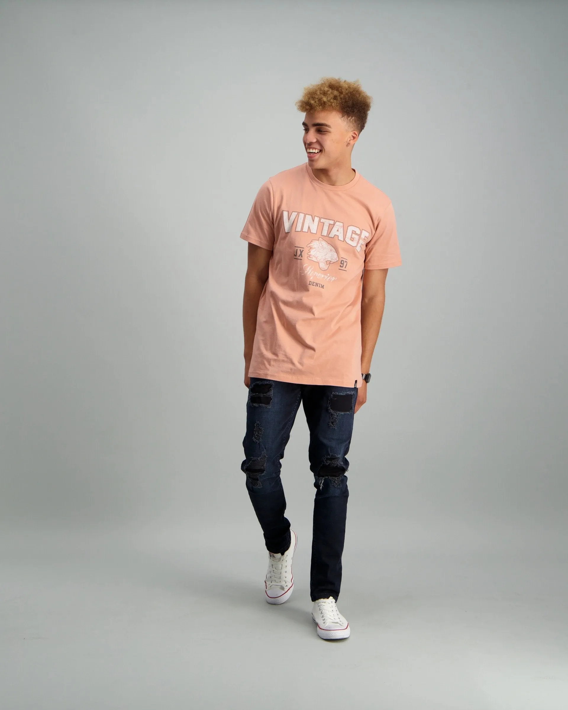 Men's Panther Print T-Shirt - Pink