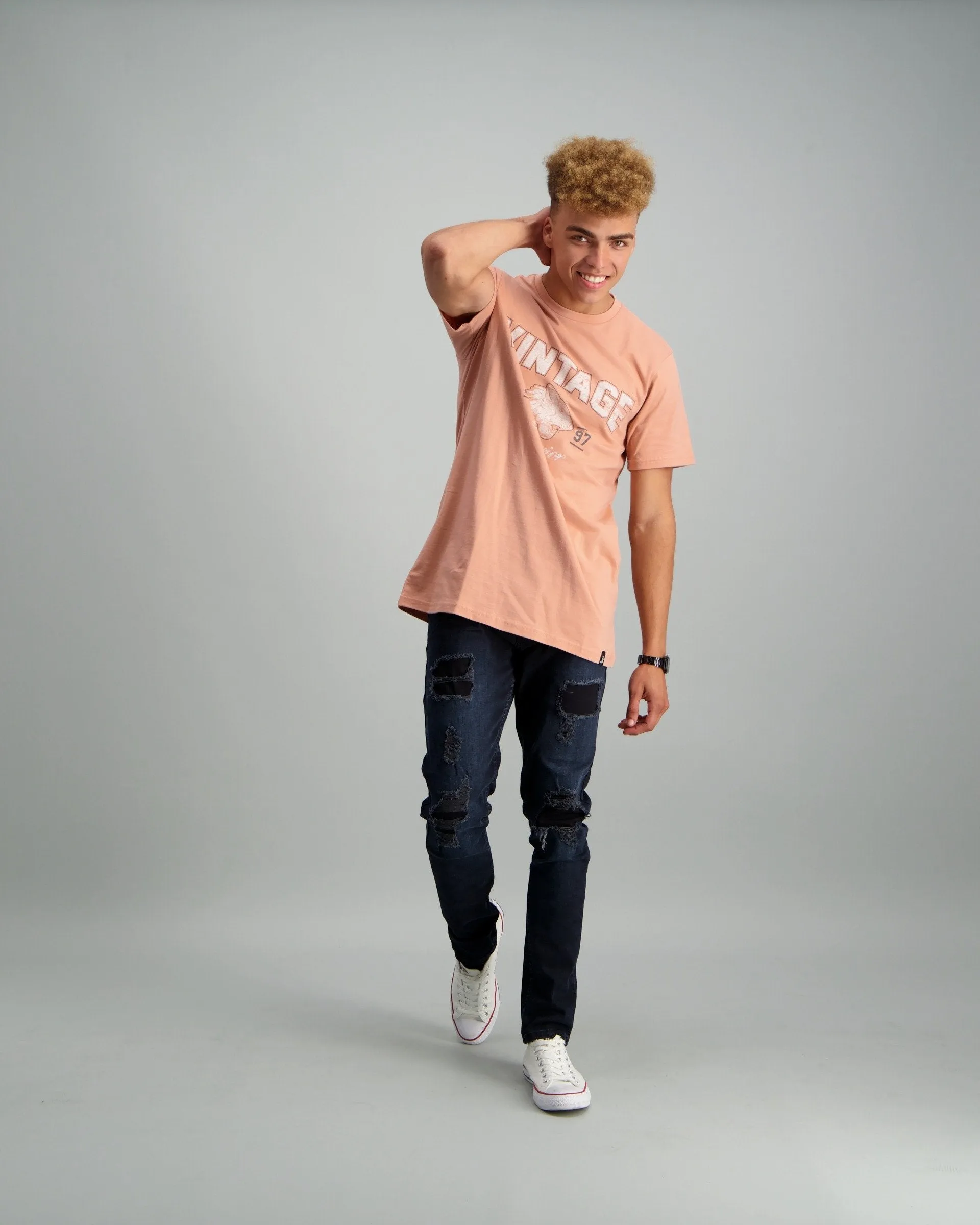 Men's Panther Print T-Shirt - Pink