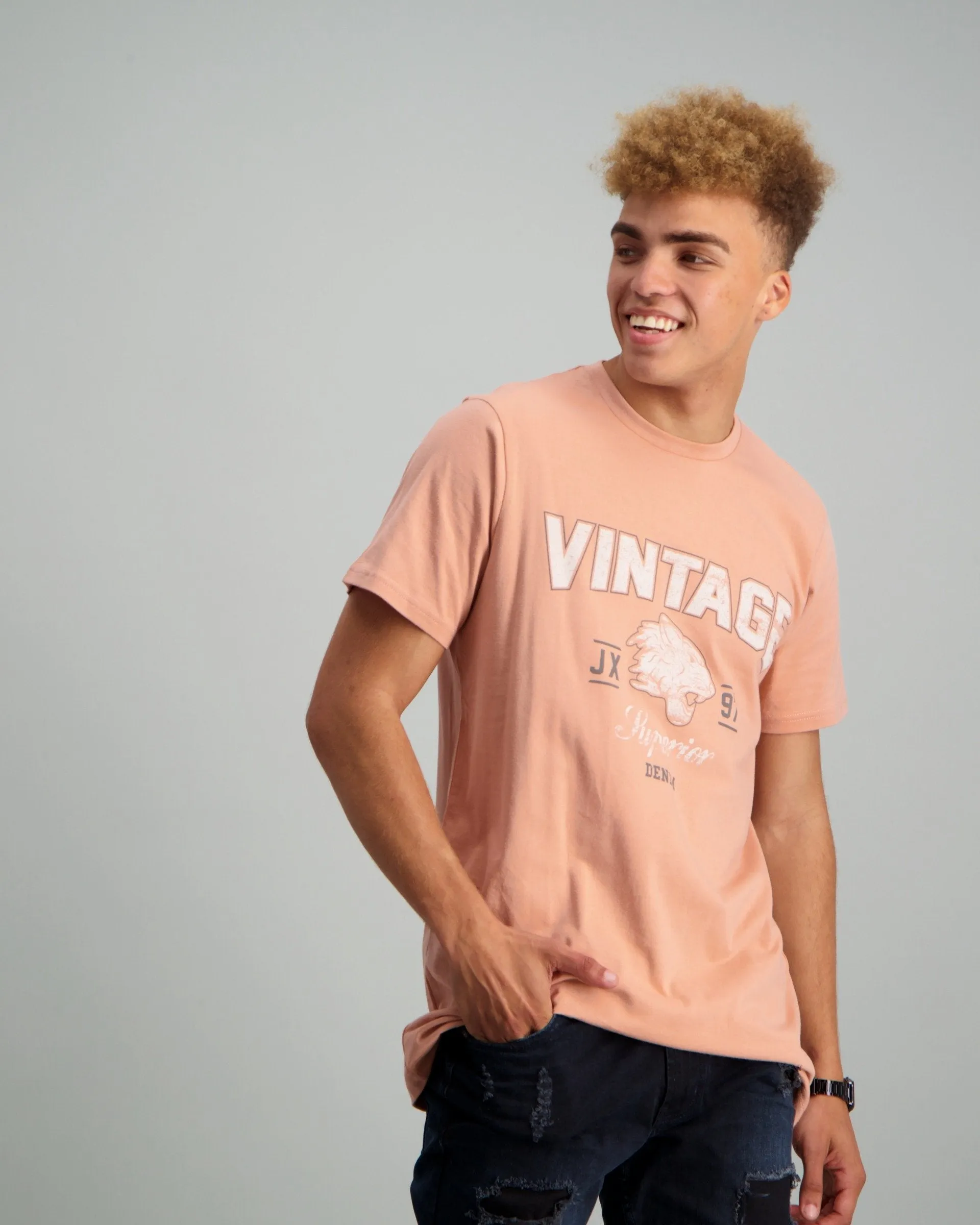 Men's Panther Print T-Shirt - Pink